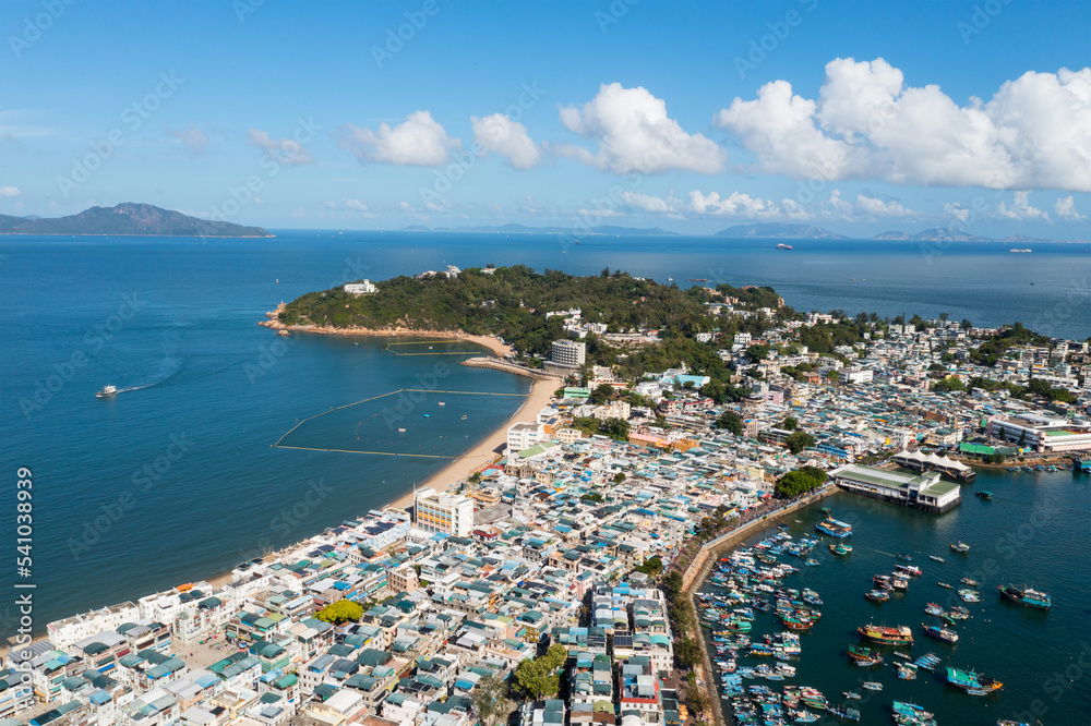 Aerial view of Cheung Chau island in Hong Kong city