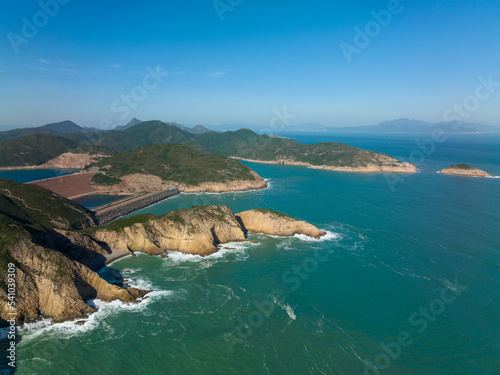 Photography Top view of Hong Kong Sai kung high island reservoir