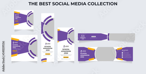 School admission Editable minimal square banner template. background color with geometric shapes for social media post, story and web 