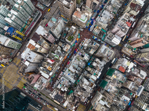 Top down view of Hong Kong city