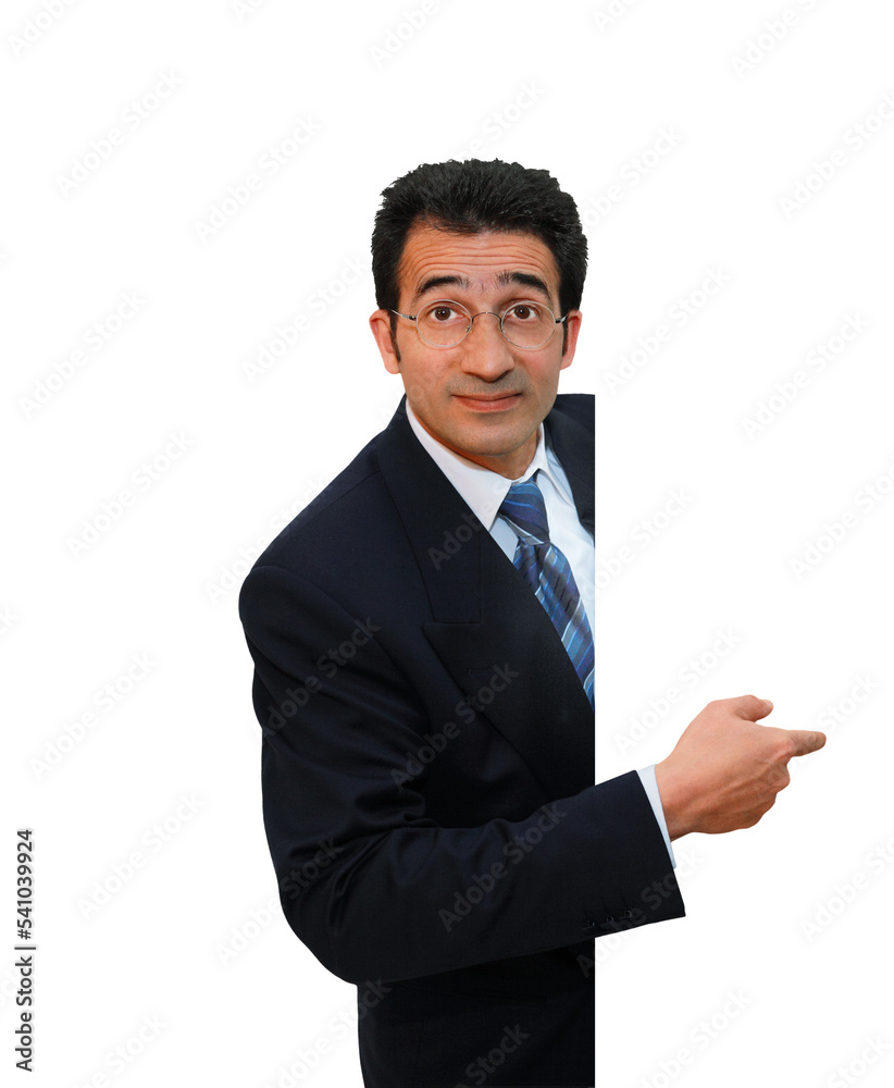 Gesture series: businessman points with index finger. Gesture series: businessman points with index finger.