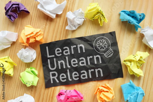 Learn Unlearn Relearn is shown using the text