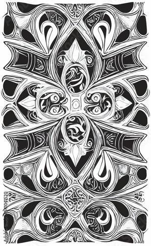 Decorative black and white gothic ornament, base for tattoo