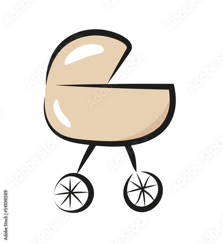 Beżowy wózek dziecięcy ilustracja
