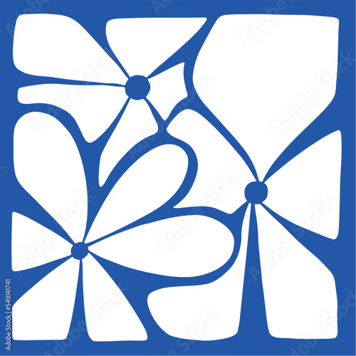 Blue and white abstract floral illustration. Ideal for printing on fabric or paper, decoration of invitation card, thanks. Vector illustration.
