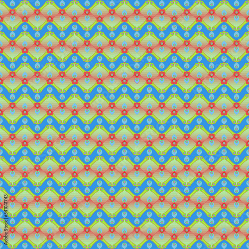 Seamless, Vector Stylized Image of Zigzag Stripes Forming a Repeating Pattern in Muted Green and Blue Tones. Can Be Used in Design and Textiles