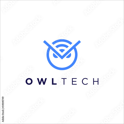 owl line art and logo network vector