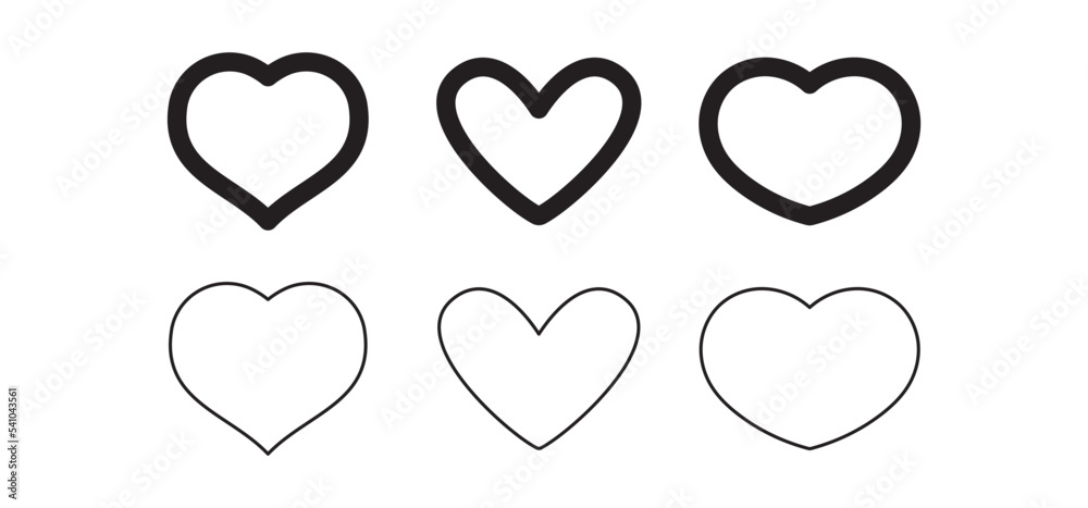 Hearts icon collection. Valentine's day heart symbol.