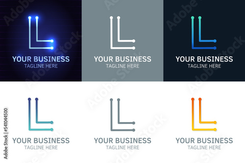 Letter L minimal logo icon design. Vector template graphic elements. Technology, digital interfaces, hardware and engineering concepts. Graphic made of circuits