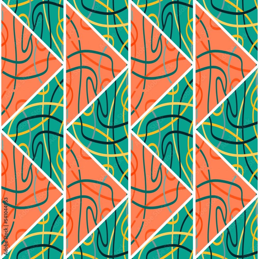 Arabic style mosaic seamless pattern. Decorative abstract lines ornament.