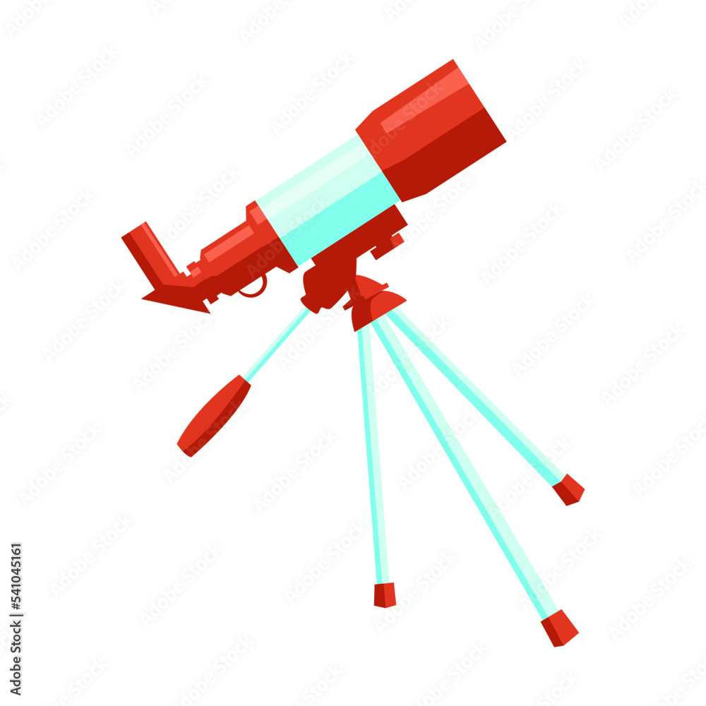 Cartoon telescope isolated on white background vector illustration. Trendy space element. Galaxy and astronomy concept Cartoon telescope isolated on white background vector illustration. Trendy space element. Galaxy and astronomy concept