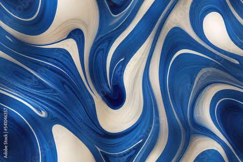Murais de parede Blue marble curl wave pattern, seamless surface