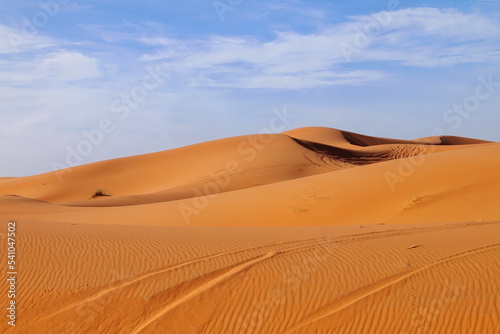 Amazing view of beautiful Sand dunes of the Sahara desert with a sky in the background, Morocco