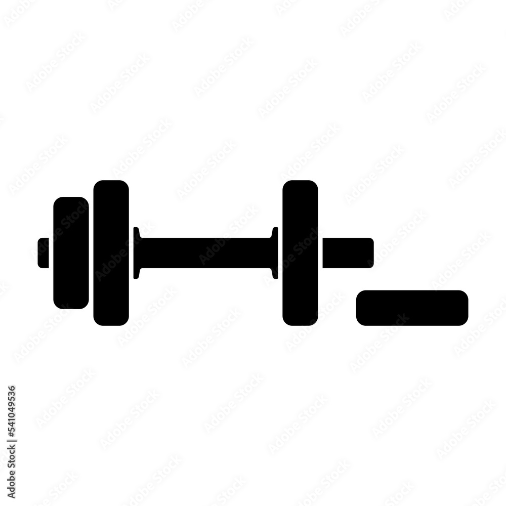 Dumbbell icon. Black silhouette. Front side view. Vector simple flat graphic illustration. Isolated object on a white background. Isolate. Dumbbell icon. Black silhouette. Front side view. Vector simple flat graphic illustration. Isolated object on a white background. Isolate.