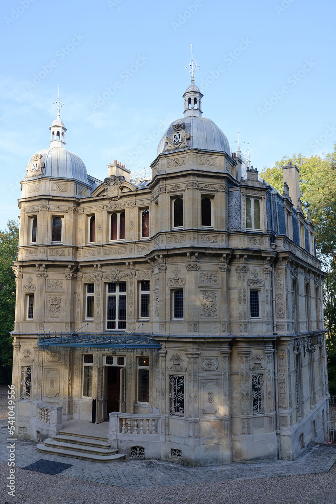 External view of Castle Monte-Cristo 1846 - beautiful XIX century building in Port-Marly , 20 km from Paris . France.