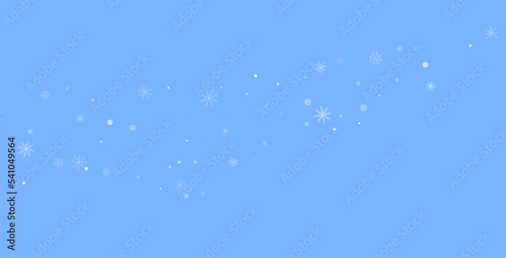 Delicate openwork white snowflakes. Snow, snowfall. Falling scattered blue snowflakes on a blue background. Vector Delicate openwork white snowflakes. Snow, snowfall. Falling scattered blue snowflakes on a blue background. Vector