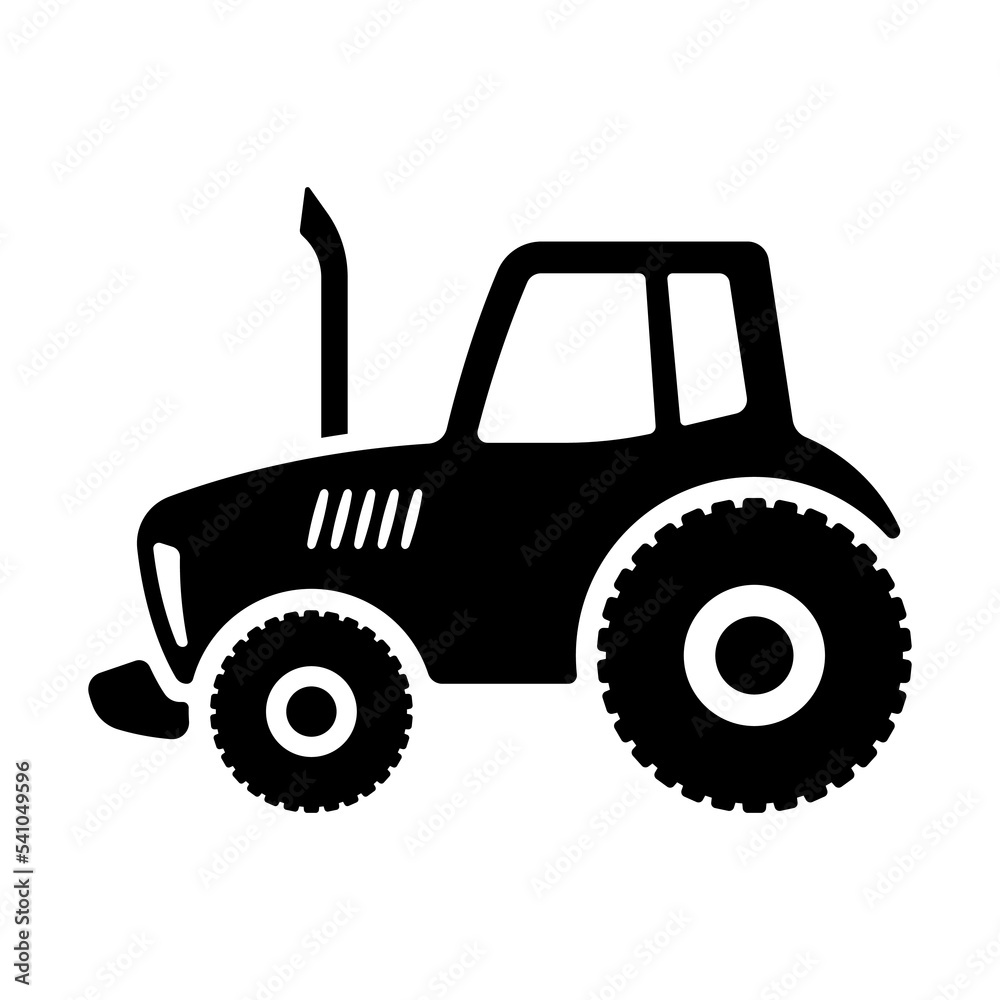 Wheel tractor icon. Black silhouette. Side view. Vector simple flat graphic illustration. Isolated object on a white background. Isolate. Wheel tractor icon. Black silhouette. Side view. Vector simple flat graphic illustration. Isolated object on a white background. Isolate.