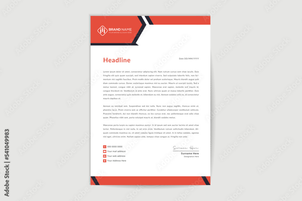 Simple modern letterhead vector template design. Creative & Clean business style print ready letterhead for your corporate project