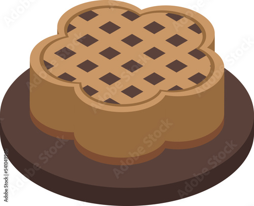 Chocolate cake icon isometric vector. Austrian food. Fruit menu