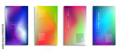 Bright gradient background for the cover. Set of 4 covers. Creative modern vector illustration. Holographic spectrum. © HALINA YERMAKOVA