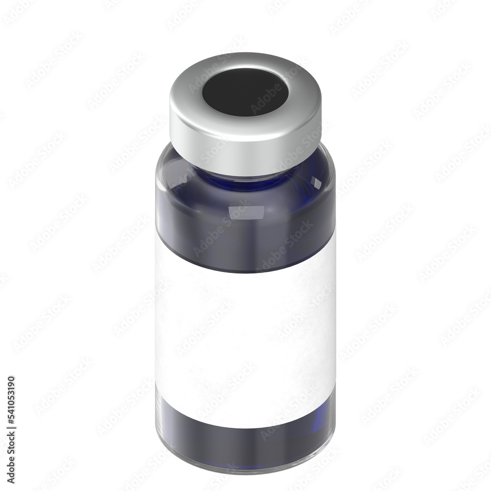 3d rendering illustration of a glass ampoule with aluminium cap 3d rendering illustration of a glass ampoule with aluminium cap