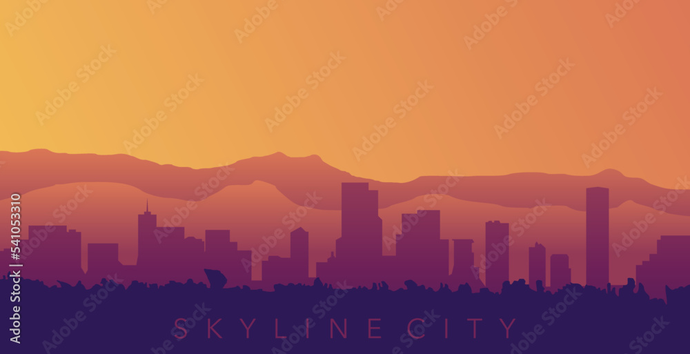 Colorful Cityscape Illustration for Background Element