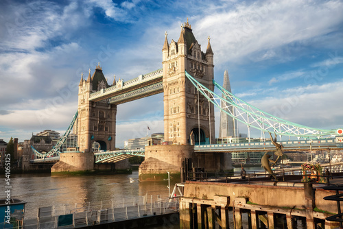 Photography Historic Bridge over River Thames and Cityscape Skyline during dramatic sunrise
