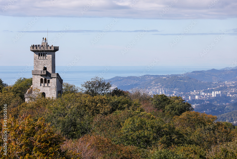 Εκτύπωση καμβά An old castle against the blue sky, the sea and the city