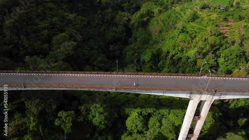 The highest bridge in Southeast Asia is the Tukad Bangkung Bridge. Drone footage from a Bali island in Indonesia photo