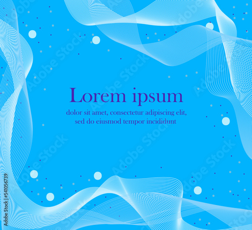 Abstract winter banner vector with vector waves on blue background.. Shiny moving lines design element.  Futuristic technology concept. Vector illustration. 