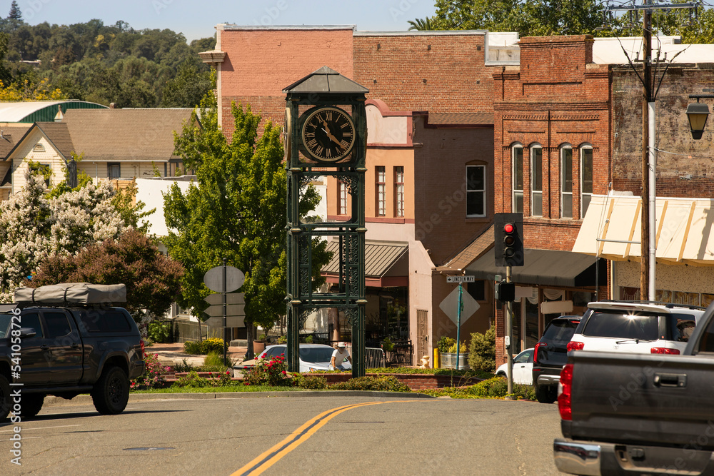 Morning light shines on historic downtown Auburn, California, USA. Morning light shines on historic downtown Auburn, California, USA.