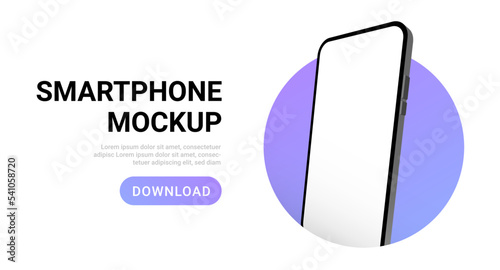 Smartphone mockup vector screen cell phone 3d. Smart phone mockup background isolated template