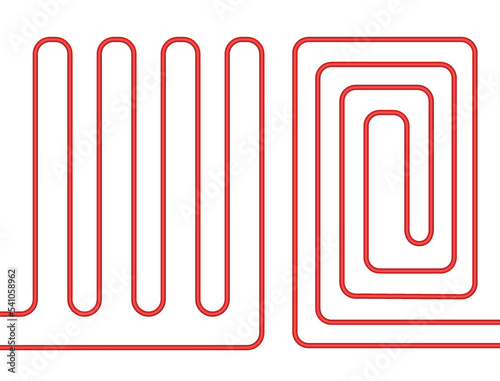 Scheme Underfloor heating system house heater. Floor heat vector top view
