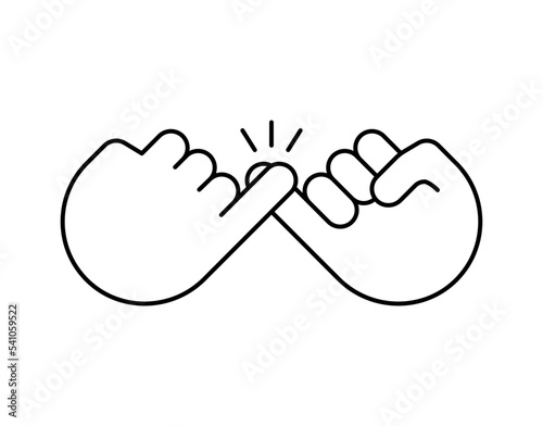 Pinky promise line icon finger vector trustworthy swear cooperation friendship. Pinky promise emoji. photo