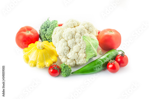 Fresh vegetables isolated on white - vegetables composition