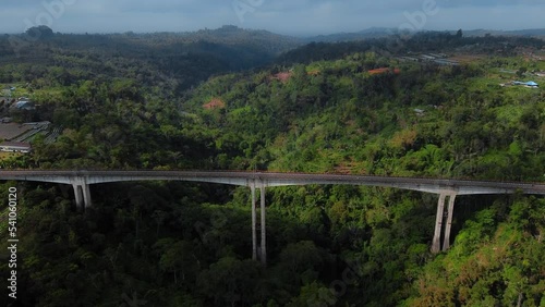 The highest bridge in Southeast Asia is the Tukad Bangkung Bridge. Drone footage from a Bali island in Indonesia photo