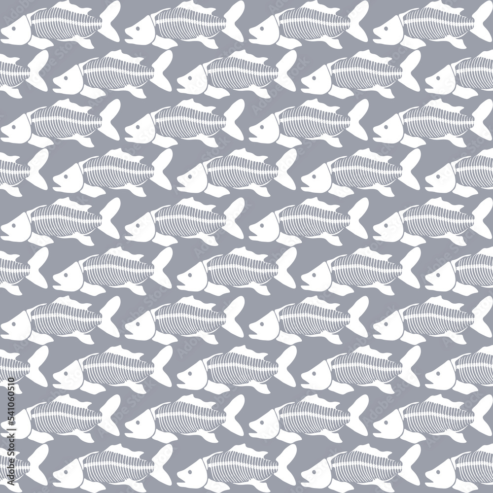 Seamless vector pattern with fish skeleton.