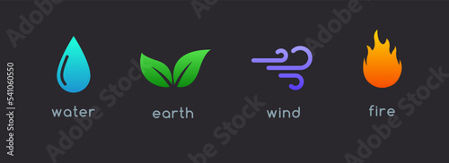 Vector four elements air water fire earth symbol logo. Nature abstract design concept four element