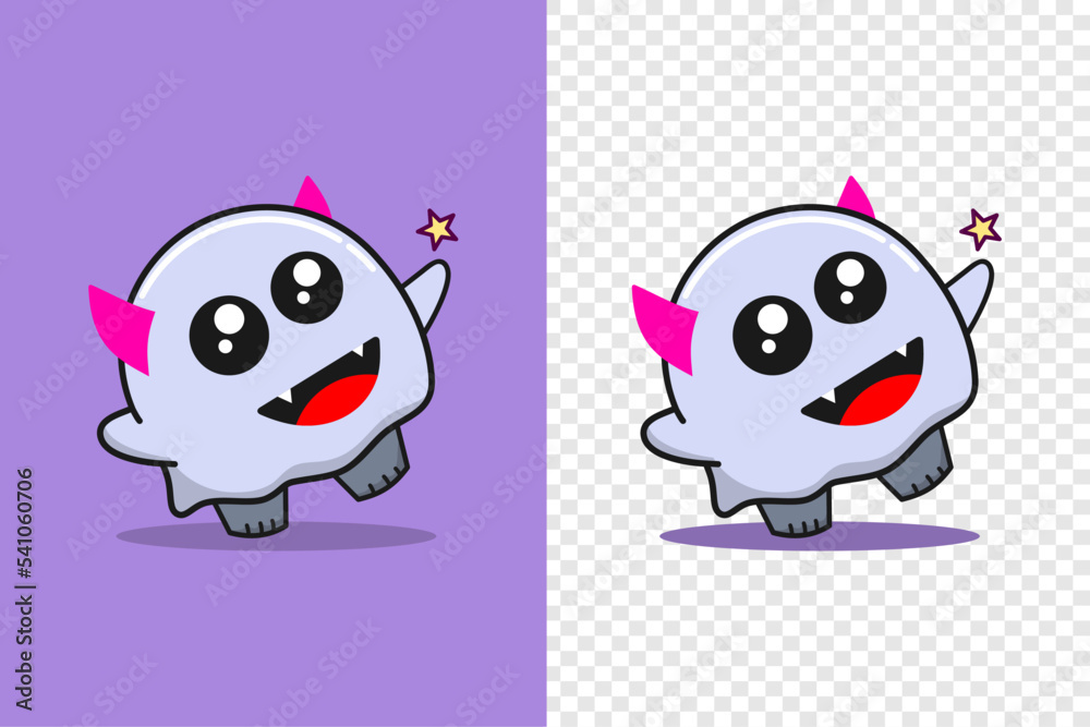 cute ghost smile and take a star.Vector illustration in a cartoon style. cute ghost smile and take a star.Vector illustration in a cartoon style.