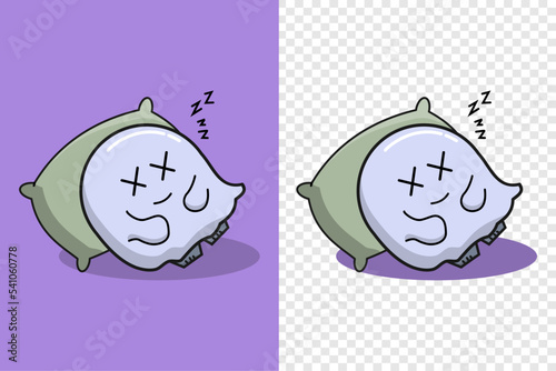 Cute friendly ghost sleep on pillow. Halloween concept. Simple premium design