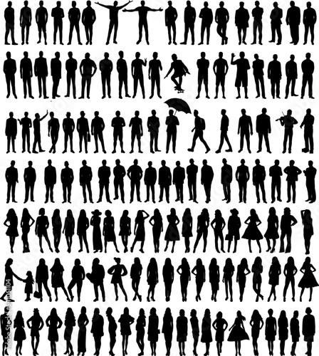 people set silhouette design isolated vector