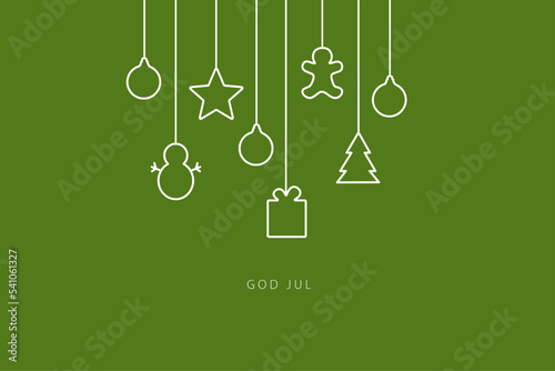 Merry Christmas lettering in Swedish (God Jul). Card template. Vector illustration
