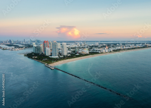 Aerial view of Miami Beach coastline