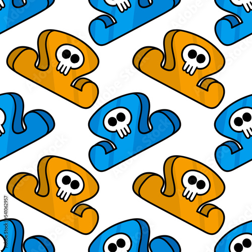 Seamless pattern of a bunch of pirate caps isolated on a white background