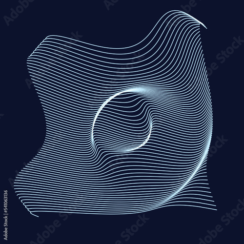 Abstract vector surface. Landscape made of lines. Surface made of sections.
