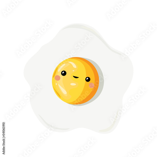 Fried eggs realistic vector illustration. Cartoon style.