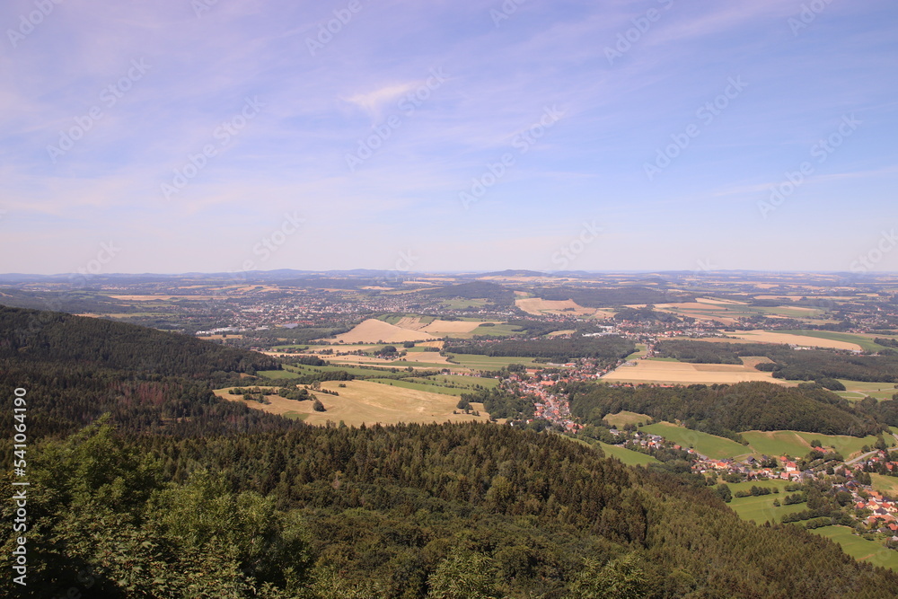 A view to the landscape from the top of the hill Lausche at Lusatian mountains, Czech republic