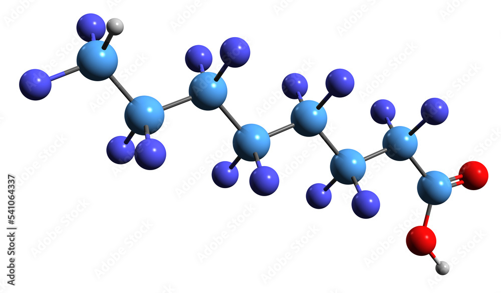 3D image of Perfluorooctanoic acid skeletal formula - molecular chemical structure of PFOA isolated on white background
3D image of Perfluorooctanoic acid skeletal formula - molecular chemical structure of PFOA isolated on white background