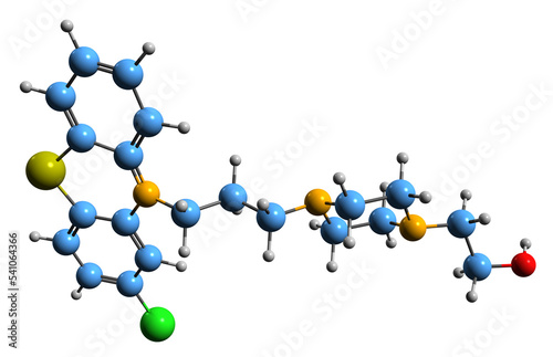 Fotografía 3D image of Perphenazine skeletal formula - molecular chemical structure of typ