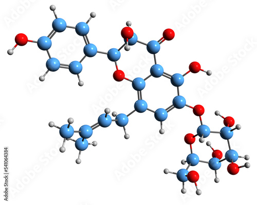  3D image of Phellamurin skeletal formula - molecular chemical structure of flavonoid isolated on white background
 photo